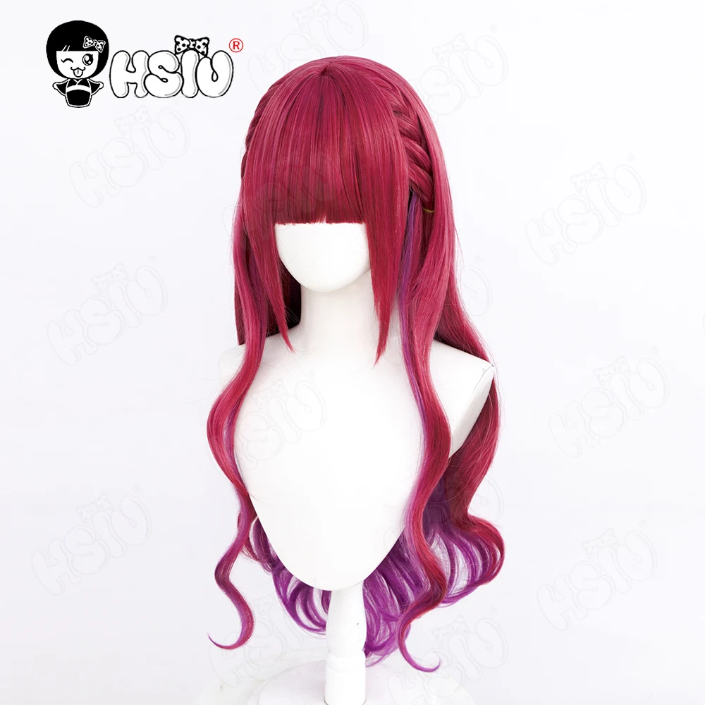 Houshou Marine Cosplay Wig Fiber synthetic wig「HSIU 」Red gradient purple long Wig+Wig cap VTuber cosplay Wig