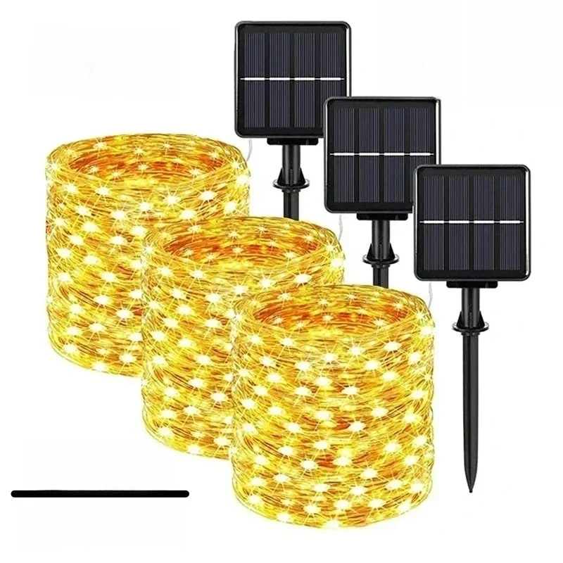 7m/12m/22m/32m LED Solar Licht Outdoor Garten Fee String Licht Led funkeln Wasserdichte Lampe für Weihnachten Terrasse Baum Party
