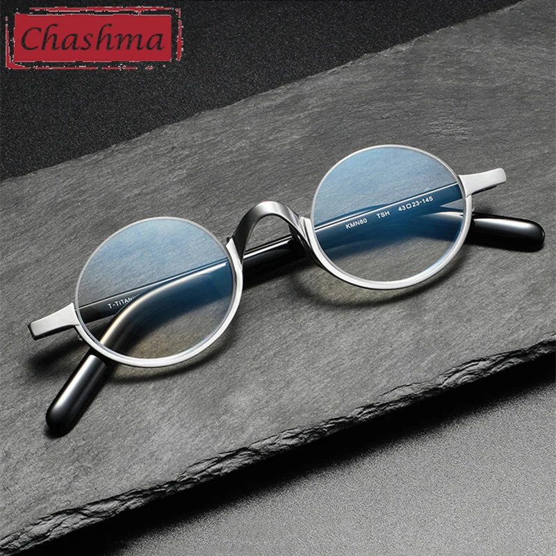 

Очки по рецепту Chashma, круглые полуоправы для мужчин и женщин, оптические очки из чистого титана и ацетата, оправа для очков, очки для чтения
