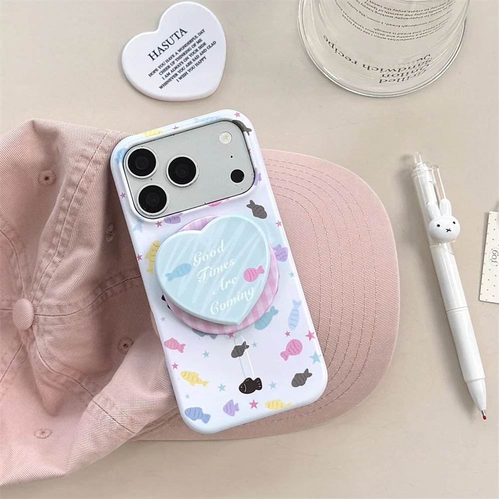 

Korean Cartoon Star Fish Magnetic Phone case for iPhone 17 Pro 15 Max 17 16 Pro Max Cover With Magsafe Lovely Stand Cute Cases