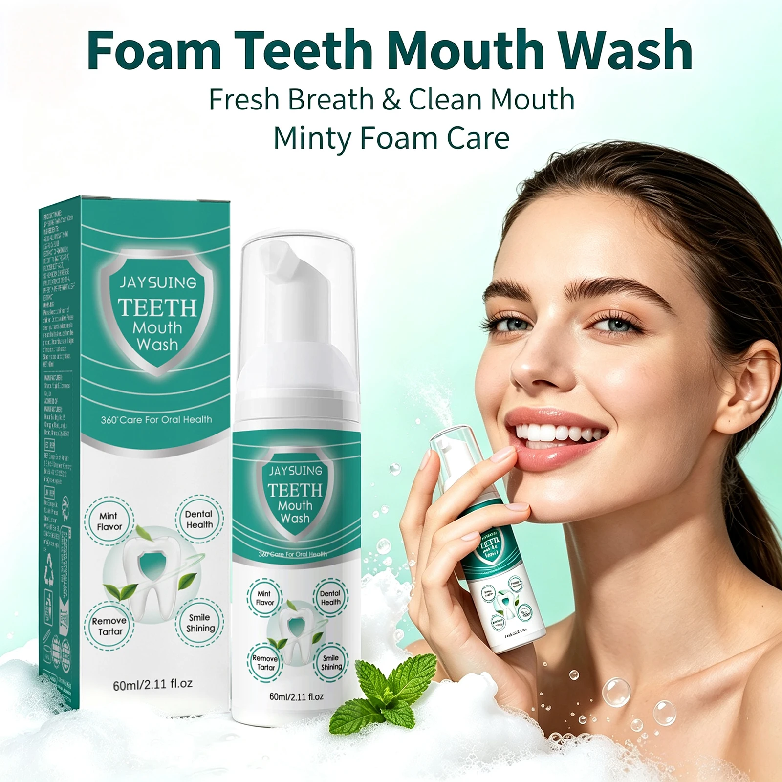 Mint Flavor Tooth Cleaning Mousse Fresh Breath Foaming Oral Hygiene Chamomile Galla Chinensis Extract Plaque Removal Gentle Foaming Tooth Cleanser