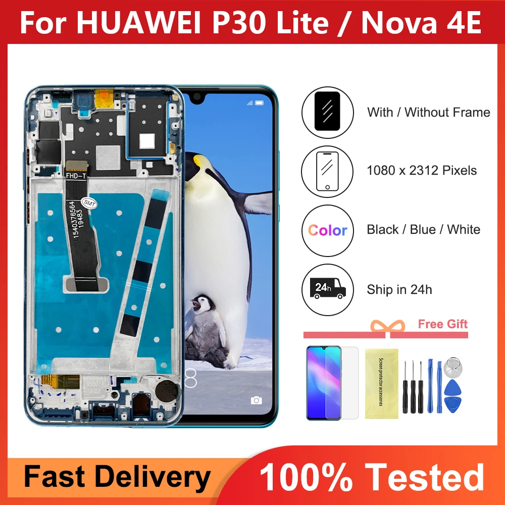 

6,15-дюймовый ЖК-дисплей с рамкой для HUAWEI P30 Lite, ЖК-экран для HUAWEI P30 Lite, экран Nova 4e MAR-LX1 LX2 AL01