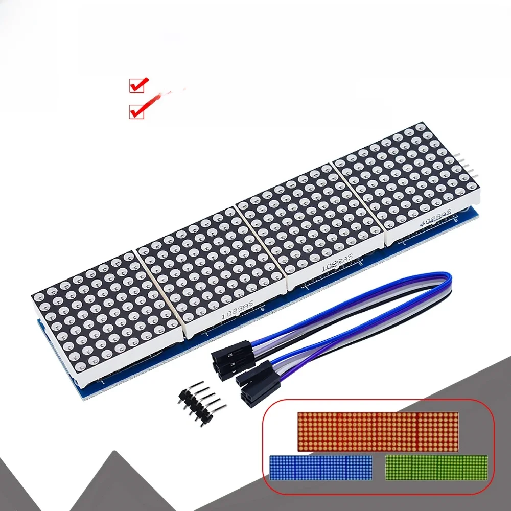 MAX7219 Moduł matrycy punktowej do mikrokontrolera Arduino 4 w jednym wyświetlaczu z linią 5P Czerwony Zielony Niebieski — zdjęcie 2