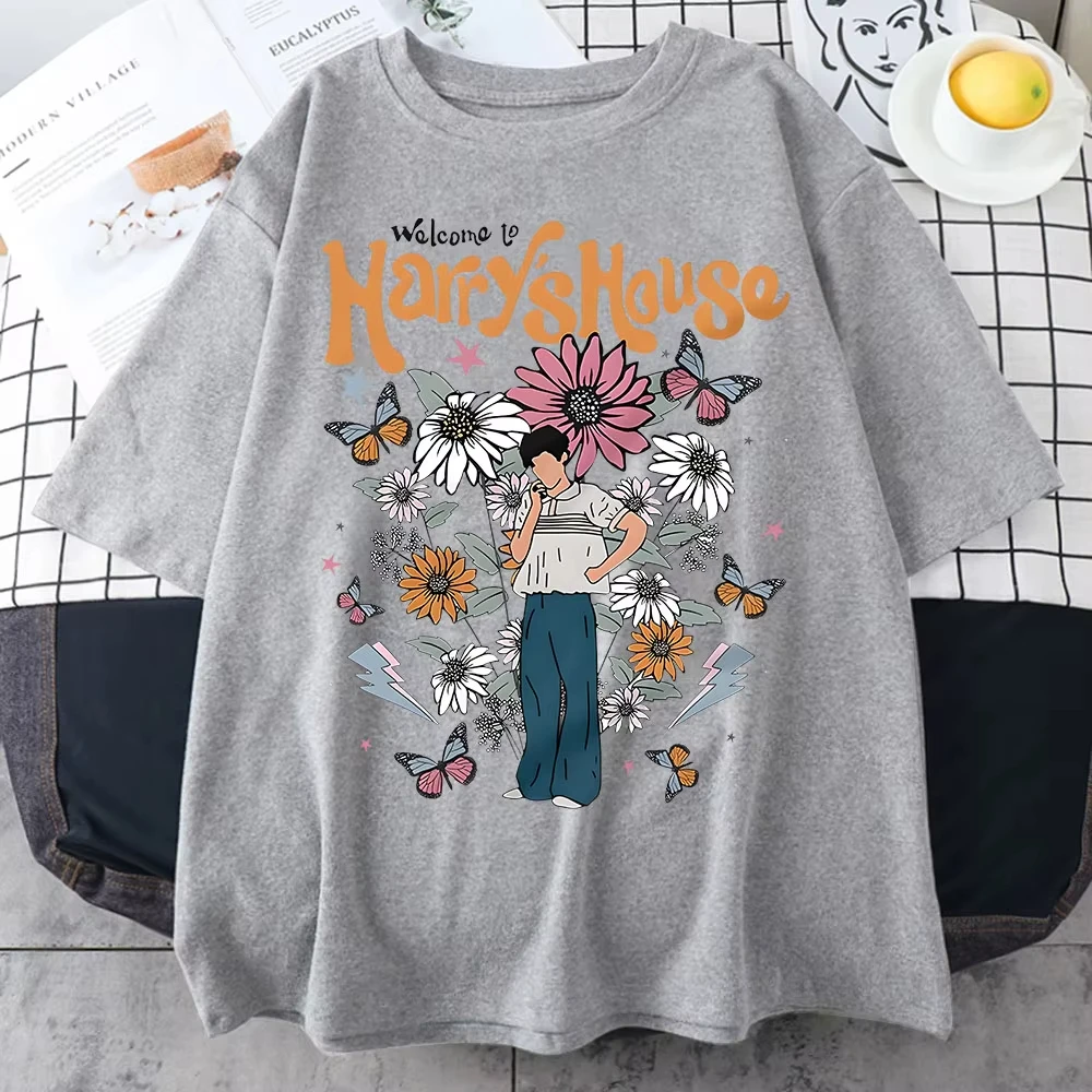 

Harys House Women's T-shirt Cotton Summer Creative Personalized Comic Pattern Round Neck Loose And Breathable Short-Sleeved Top