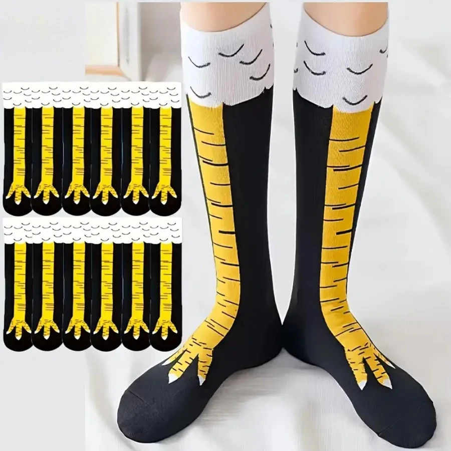 6 paia di calzini neri con artigli di pollo con divertente design a forma di artiglio di pollo, adatti per abiti street style e eccentrici