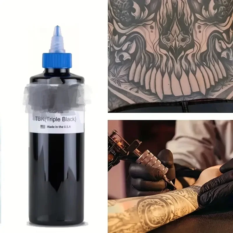 2025 Hot Sale TBK Super Black Totem Black Dynamic Tattoo Pigment Triple Black Big Bottle 8 Ounces 240ml Tattoo Ink Set