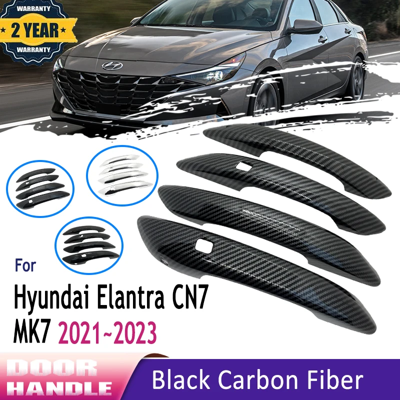 Carbon Fiber Exterior Door Handle For Hyundai Elantra 2022 CN7 7th Generation 2021 2023 Avante i30 Sedan Car Accessories Sticker