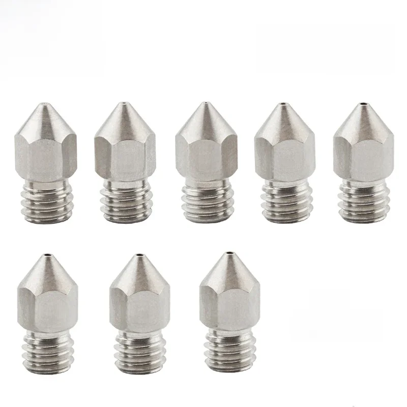 5 SZTUK MK8 Dysza 0,2 mm 0,3 mm 0,4 mm 0,5 mm 0,6 mm M6 Gwintowana stal nierdzewna do wytłaczarki drukarki 3D z żarnikiem 1,75 mm Głowica drukująca — zdjęcie produktu 7