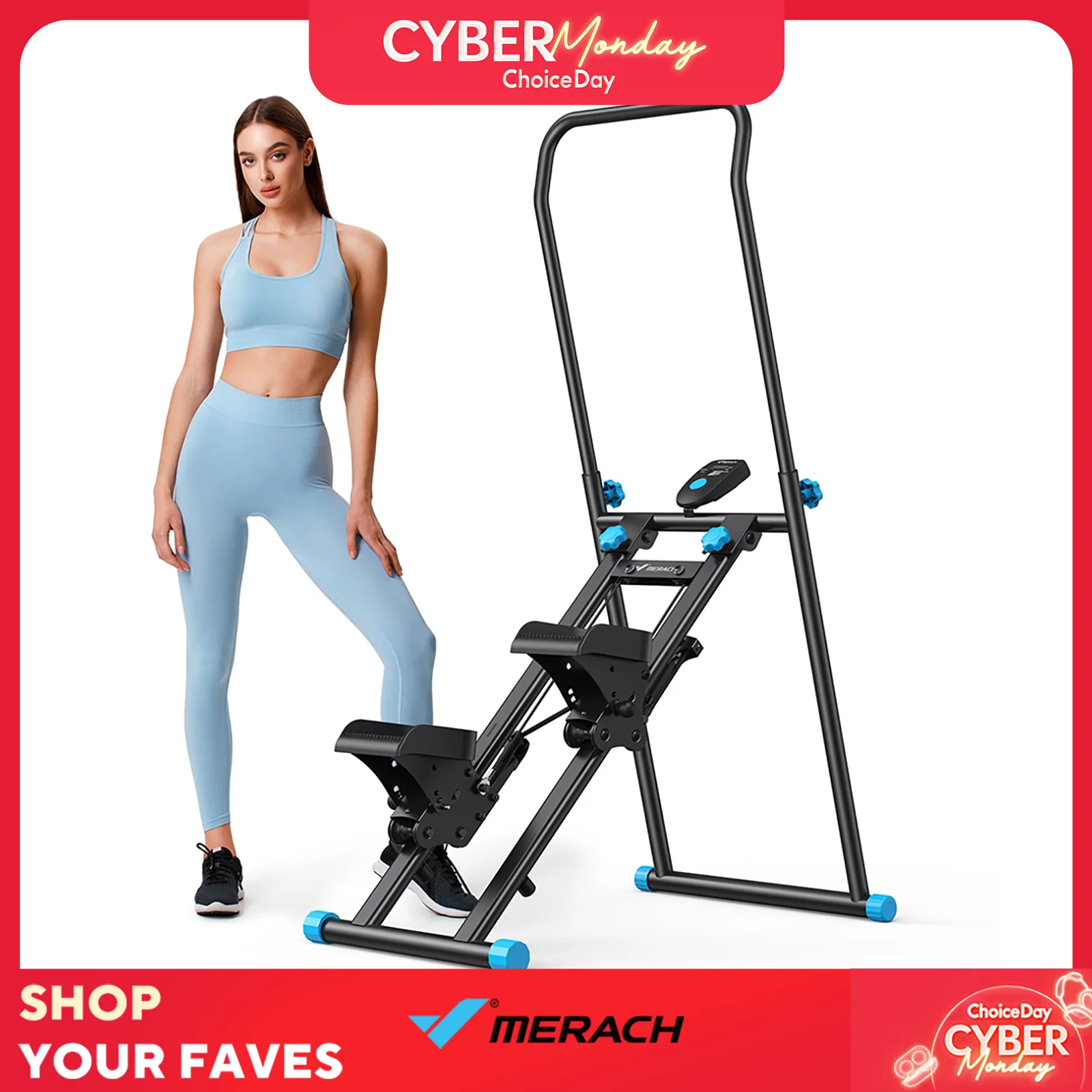 MERACH Stair Stepper for Home Gym Exercise New Version Vertical Climber Machine Full-Body Workout Compact Folding Cardio Stepper