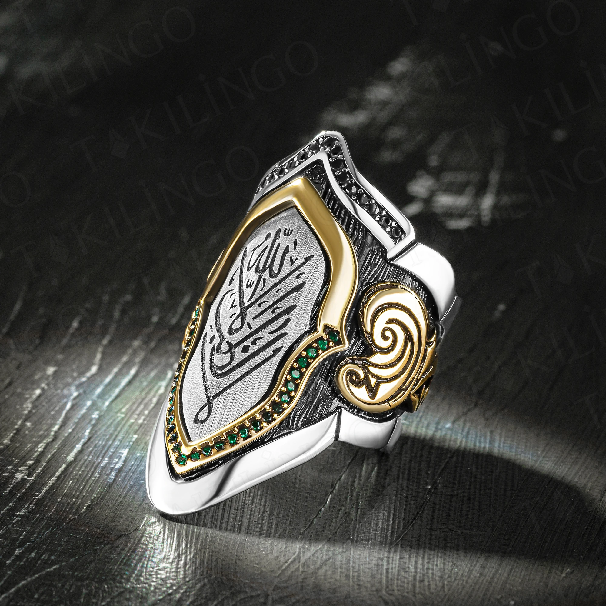 Stamped Solid 925 Sterling Silver Adjustable La Galibe İllallah Written Islamic Men's Ring Thumb Accessory Handmade Jewelry Gift