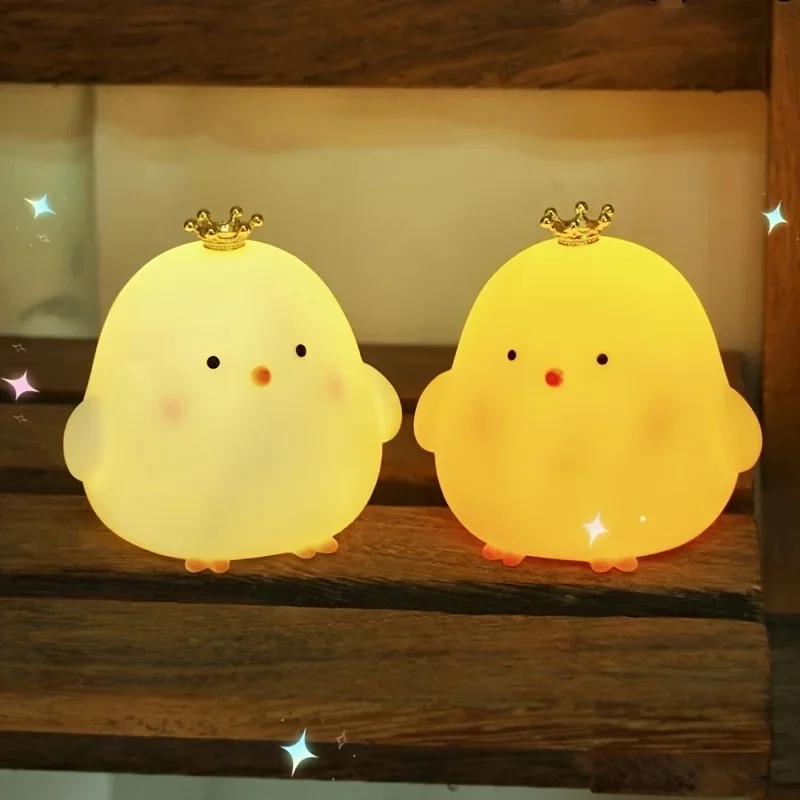 Couronne poussin veilleuse chambre décoration mignon dessin animé Animal veilleuse cadeaux de noël pour chambre d'enfants chevet lampe de couchage