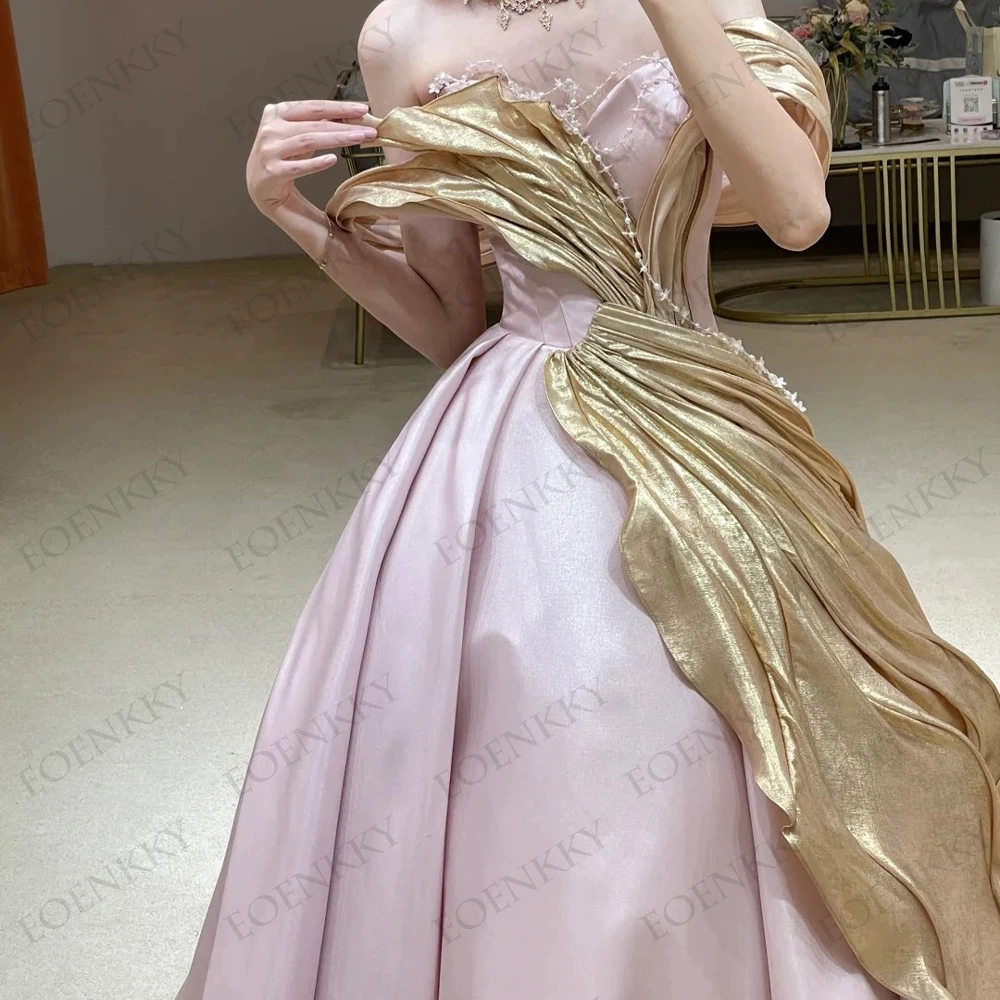 Pink Fashion Long Strapless Prom Dresses Off Shoulder A Line Formal Evening Gowns Floor Length Vestido Festa Wedding Party Dress