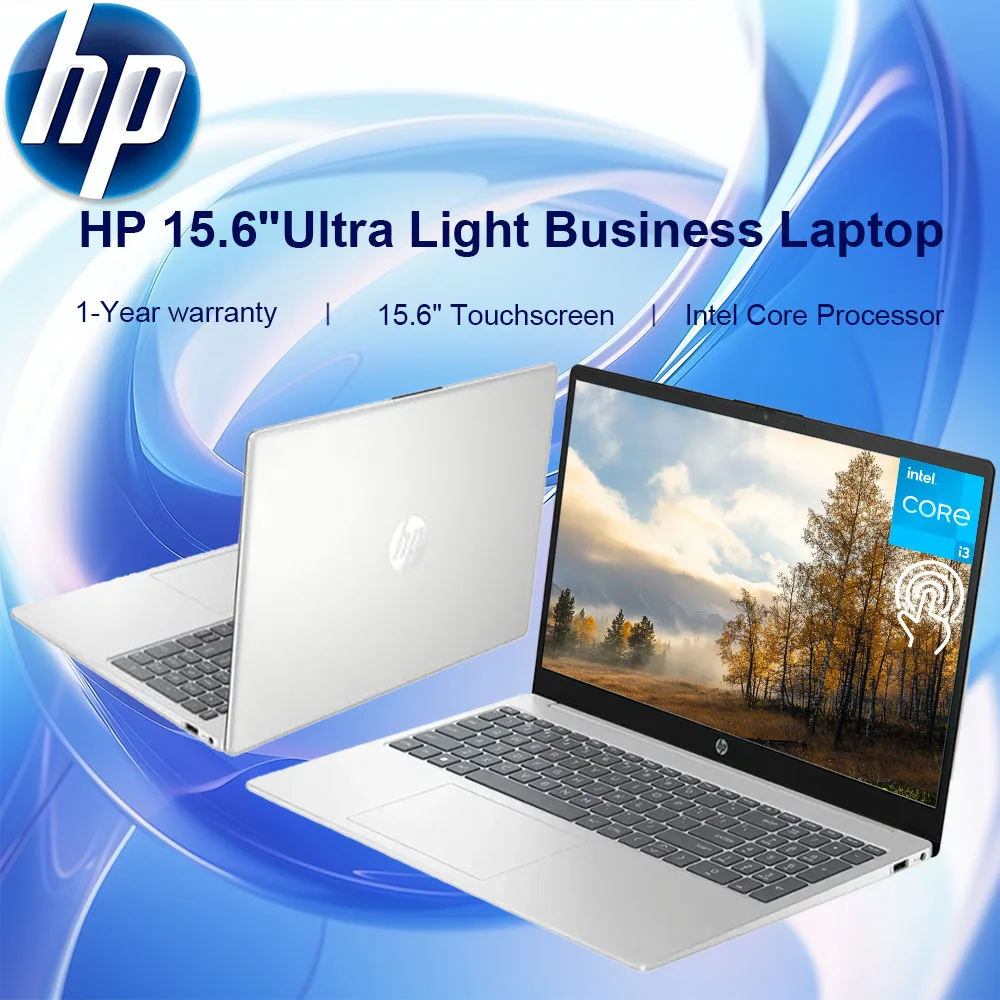 HP แล็ปท็อปธุรกิจ2024, แล็ปท็อปหน้าจอสัมผัส15.6 ", i3-1215U หลักของ Intel, แรม64GB, SSD 1TB, กราฟิก Intel UHD, สีเงิน