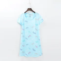 2024 Summer Top Quality Home Dress Women Casual Cartoon Nightgown Cotton Nightdress Female Short Sleeve Loose Sleep Home Dress