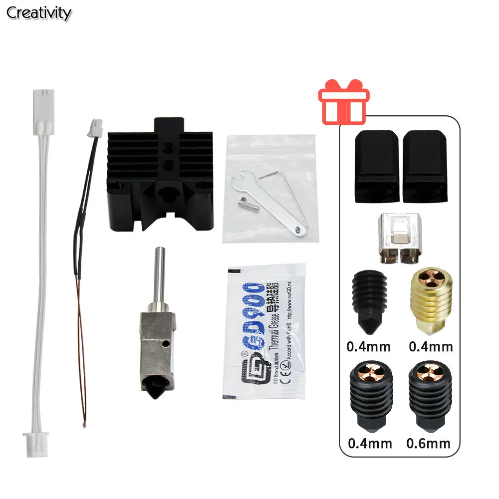 Обновленный Hotend для Бамбу Карбон Лаборатория X1 & P1P Термистор, нагревательный стержень, Твердая стальная насадка, бамбук P1P Бамбулаб X1