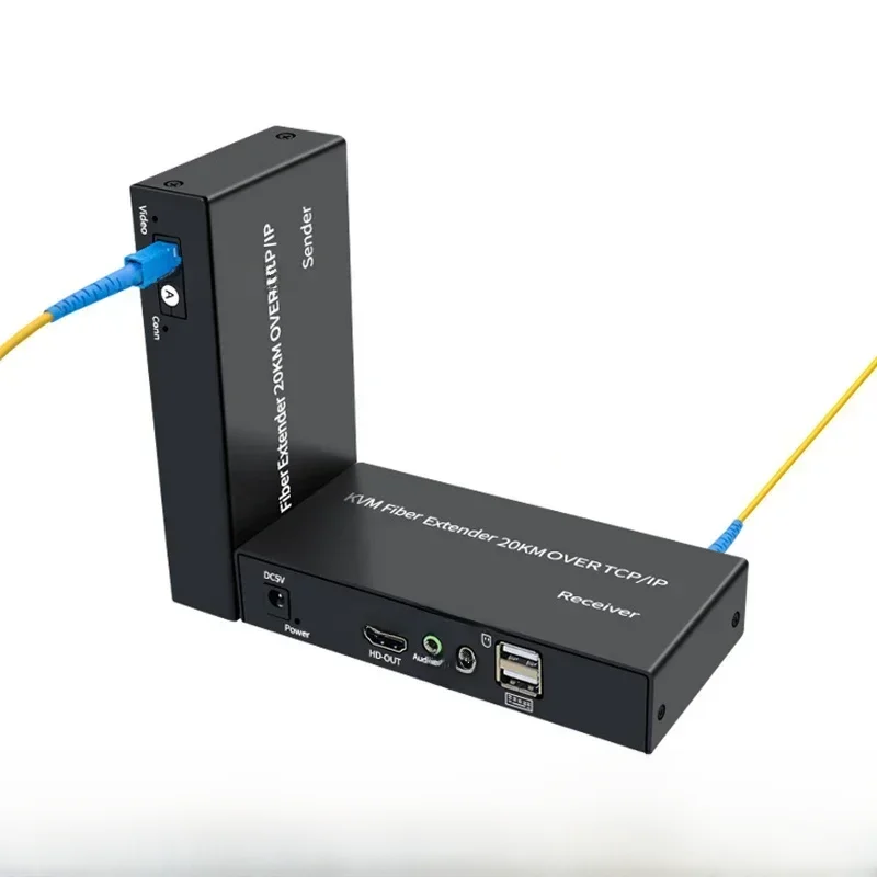 Przedłużacz światłowodowy 20Km IP HDMI KVM nad kablem singsc 1080P HDMI USB KVM światłowód Transceiver obsługuje USB klawiatura mysz — zdjęcie produktu 7