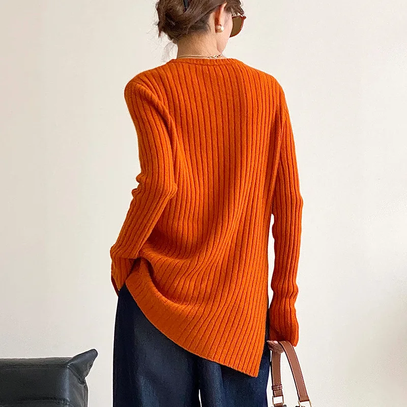 long top women pullover fashion wool sweater clothes for winter sweaters woman orange tops luxury knitted oversized sleeve style