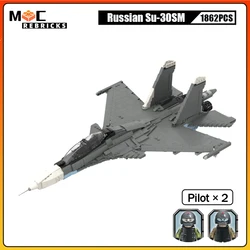 WW II Russian Air Force Weapons Su-30SM Multirole Fighter MOC Building Block Navy Aircraft Model DIY Bricks Toys Sets Kid Gifts