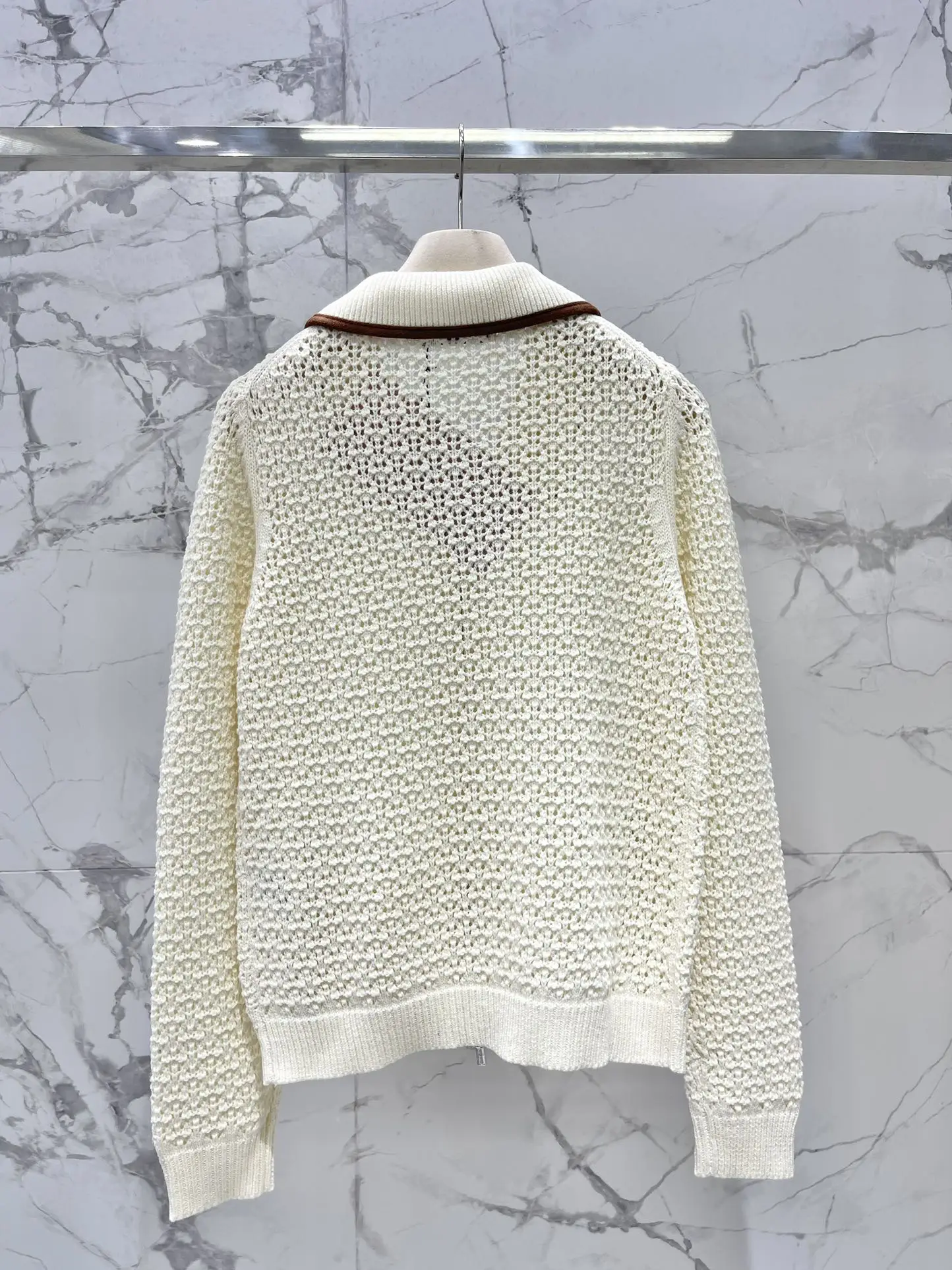 

2025 New Sweater long-sleeved solid coat wool zippers hollowed-out Cardigan jacket Versatile Slimming winter autumn