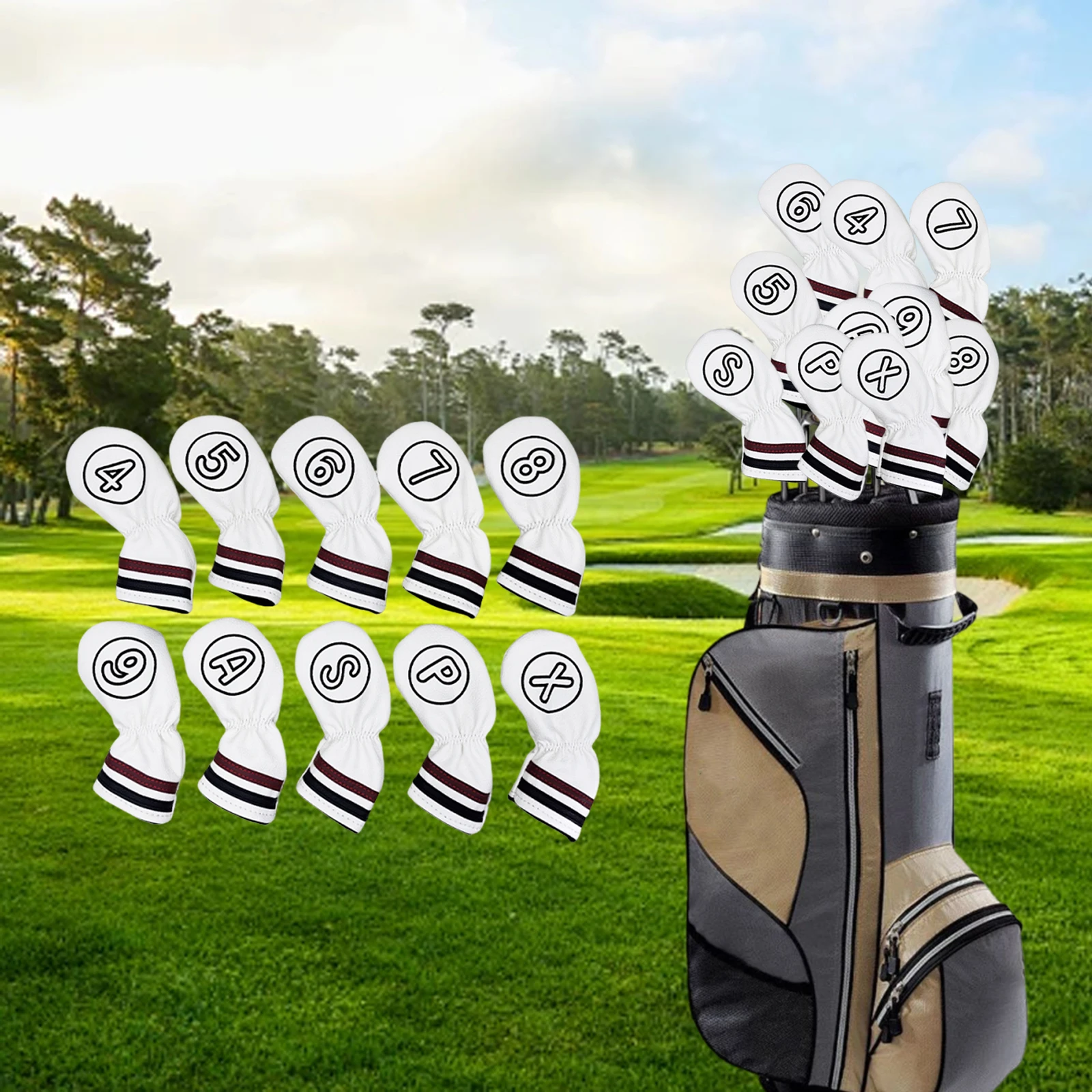 Juego de fundas para cabeza de palo de Golf, cubiertas decorativas para tacos con etiqueta de número para entrenamiento deportivo al aire libre, juegos de Golf, 10 Uds.