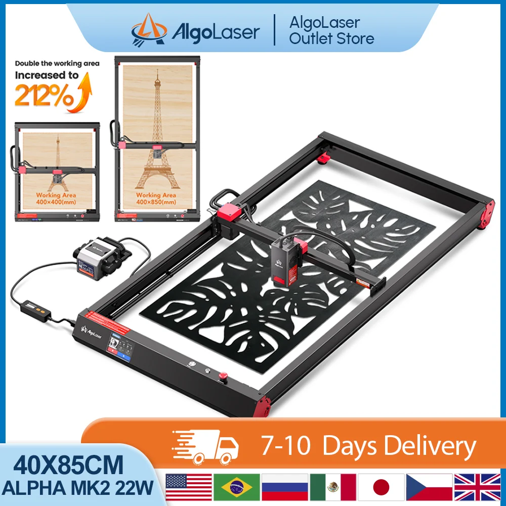 

Algolaser Alpha MK2 40*80 CM For Business Engraving Control With Touch Screen Air Pump Colorful Metal Engraver Woodworking Tool
