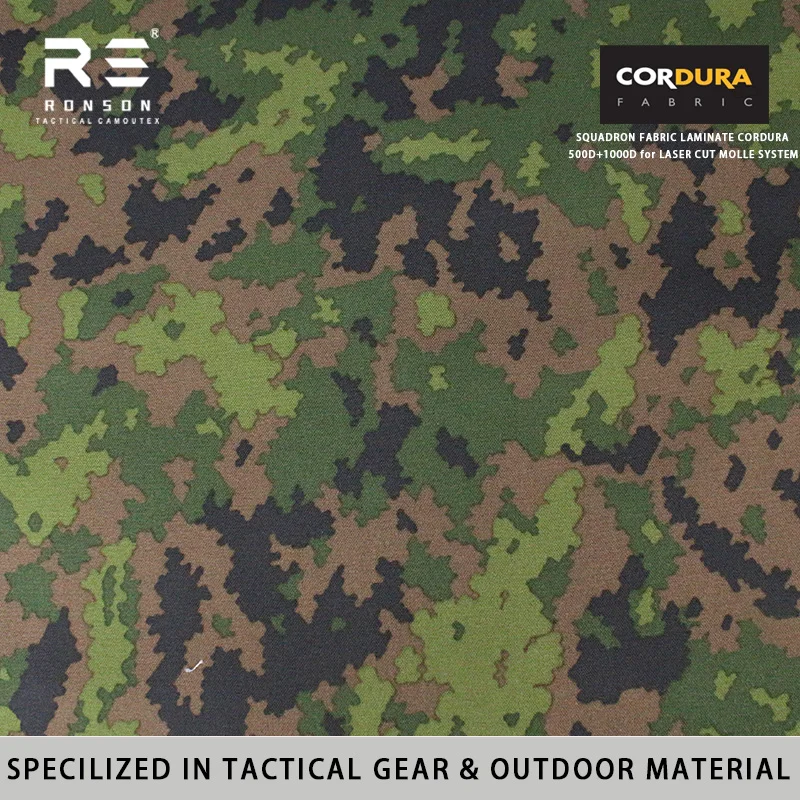 

M05 FINNISH WOODLA Camouflage 500D/1050D Laminated Squad Nylon Cordura Fabric Woven Oxford Tactical Vest Molle System Laser Bags