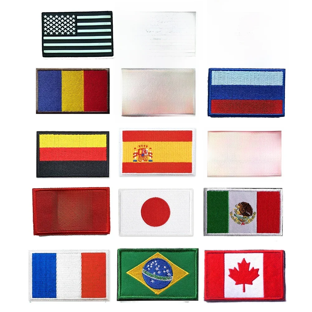 Patchs de drapeau en PVC/broderés, UK, espagne, France, allemagne, états-unis, russie, Badge à crochet tactique, emblème d'épaule en caoutchouc, applique