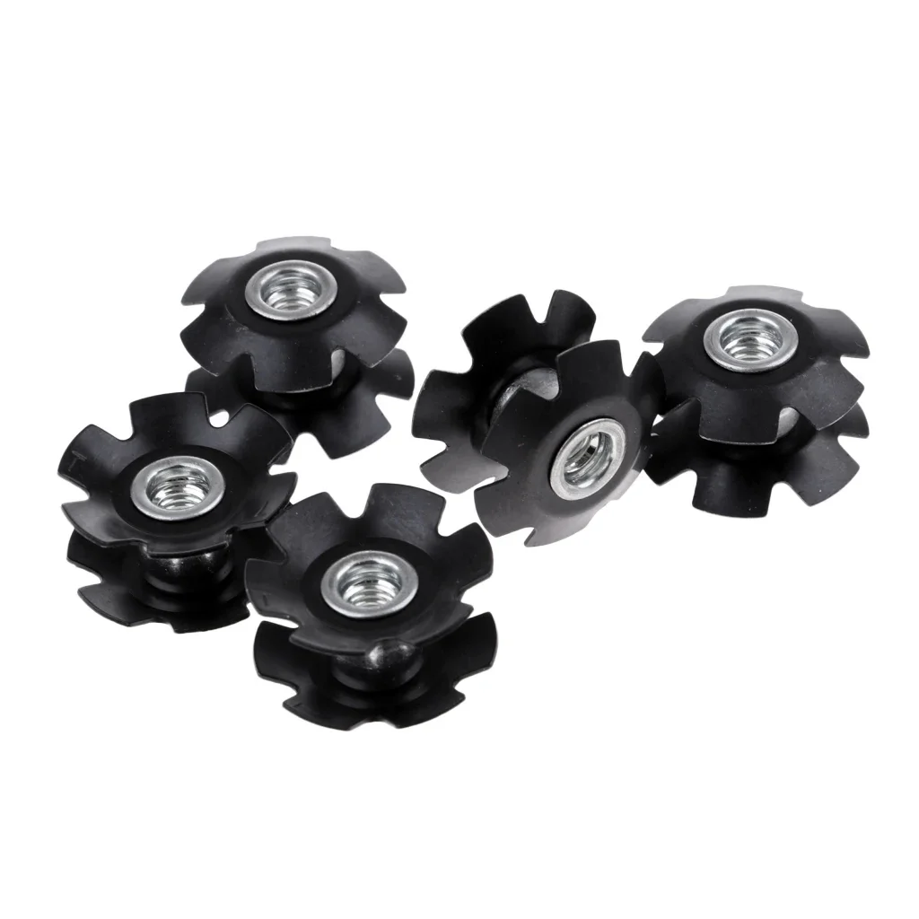 AliExpress perfeclan 5Pcs Bike Ahead Headset Star Nuts - Black Fangled Nut Cycling Fork Steertubes Star Fangled Nuts for Mountain Road Bike