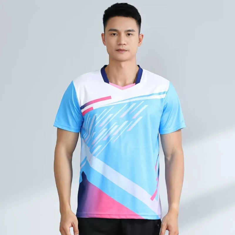 

Summer Men's Sports T-Shirts Badminton Jerseys Quick dry Training Short Sleeve Table Tennis Ping Pong Shirt Breathable Plus Size