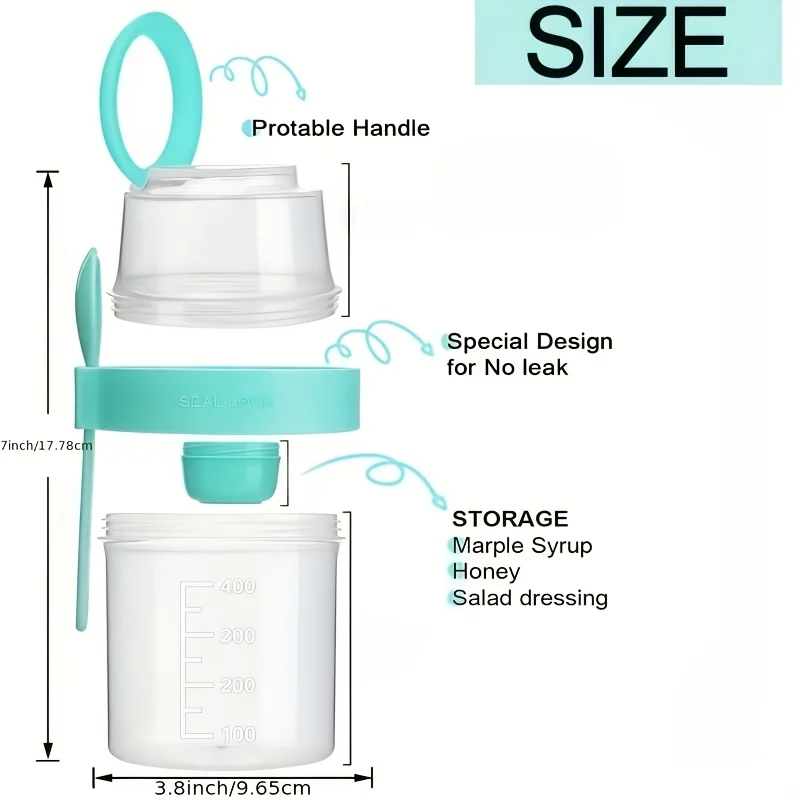 1 portable breakfast salad cup with fork and lid - made of durable PP material, perfect for school picnics and office use