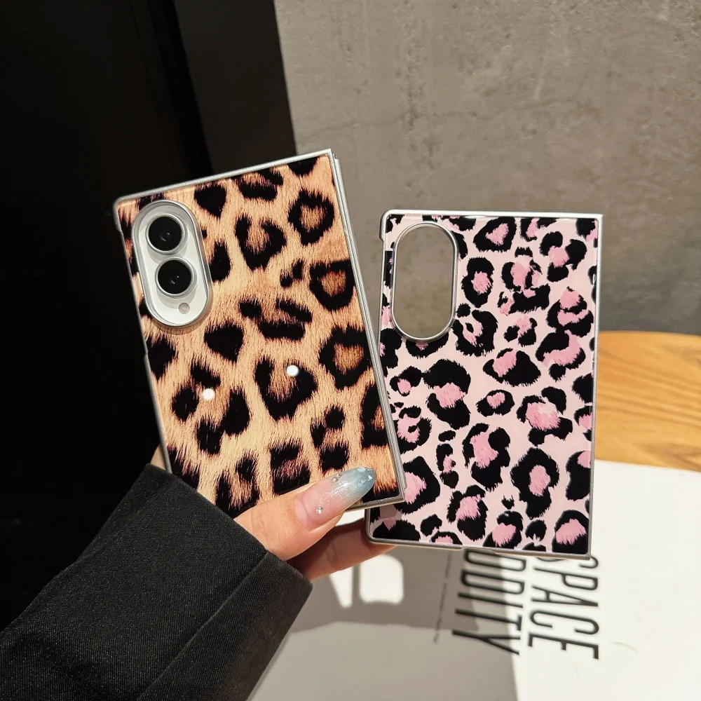 Fashion Leopard Print Ice Phone Case for Samsung Galaxy Z Fold 8 Z Fold 8 Ultra Z Fold 7 Cover Luxury Shockproof Protective Case