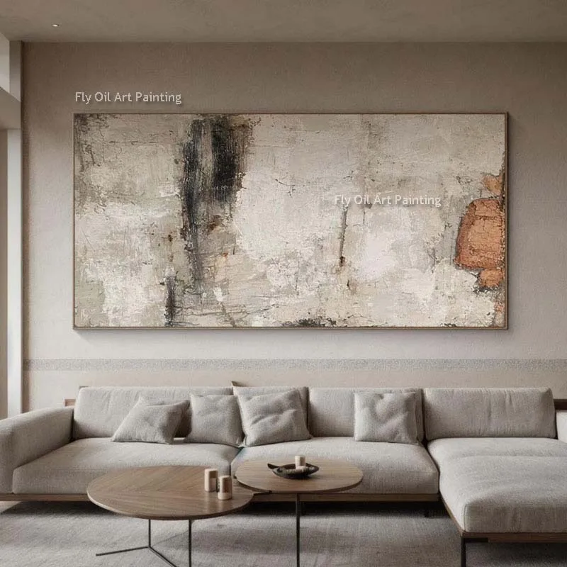 

Rustic Abstract Modern Art In Neutral Tones Decor Hand Painted Brown Beige Canvas Oil Painting For Home Wall Decor As Besy Gift