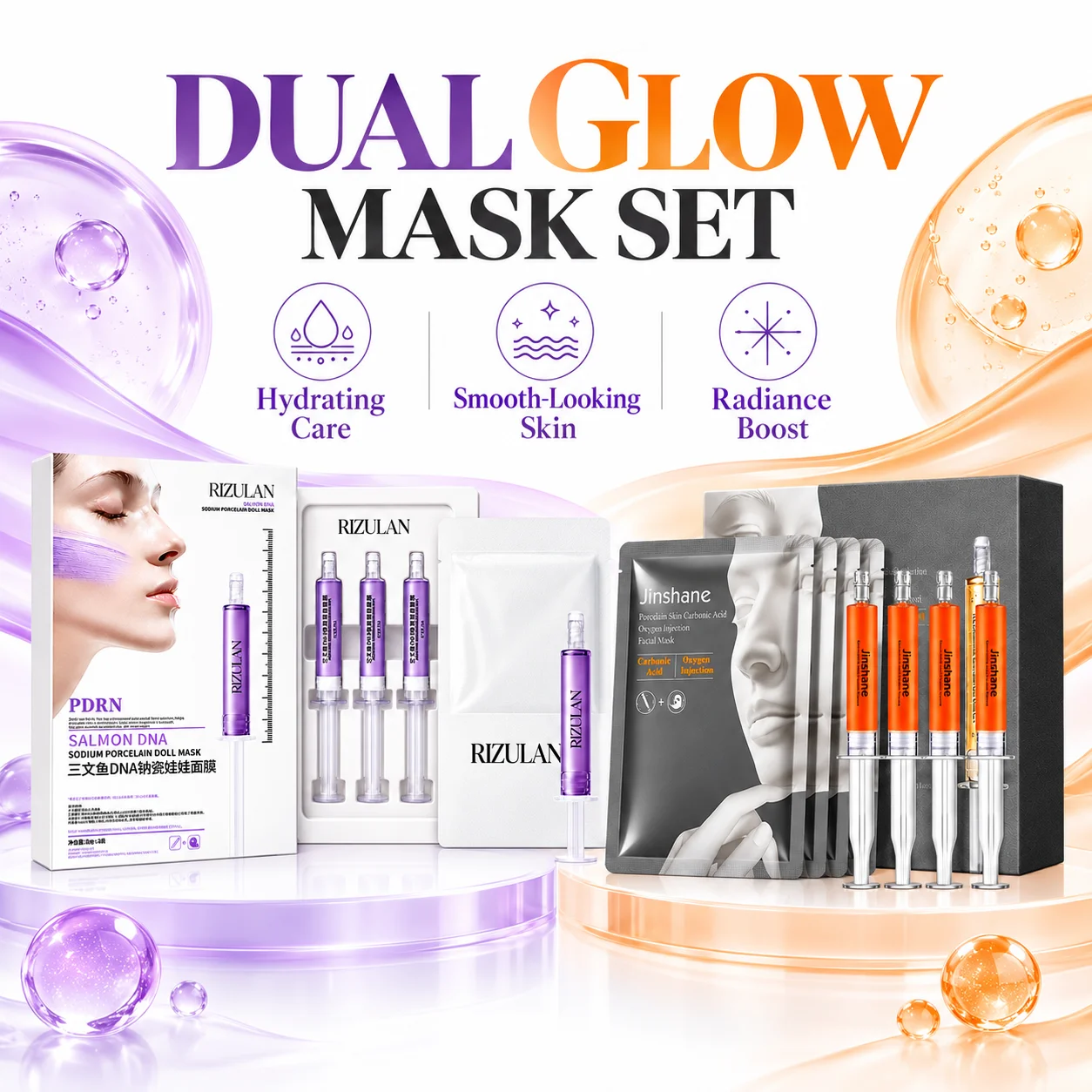 SANENDI Two-Piece Set Infusion Serum+Mask PDRN Salmon DNA Facial Mask Oxygen Infusion Mask Smooth Hydrating Skin Glow