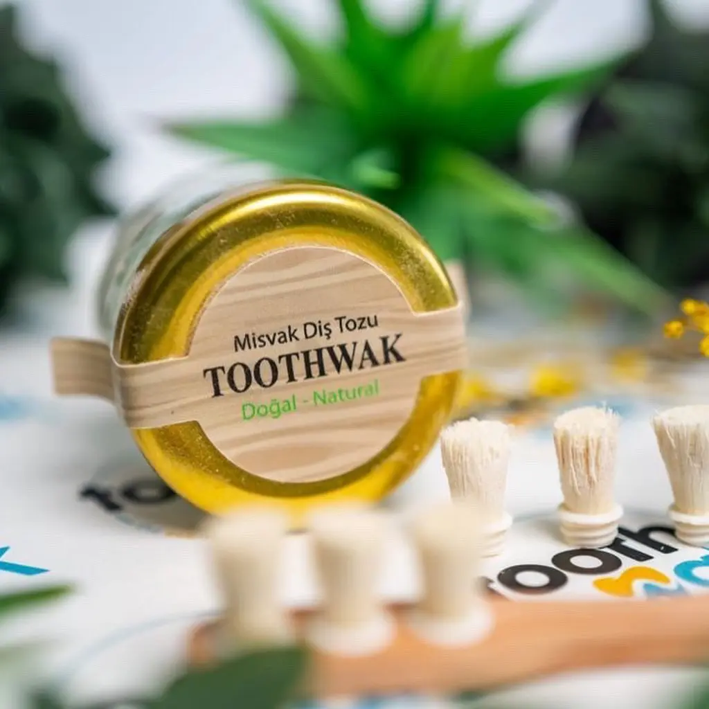 Set di pacchetti di spazzolini da denti naturali Miswak-modello lux + polvere di Misvak