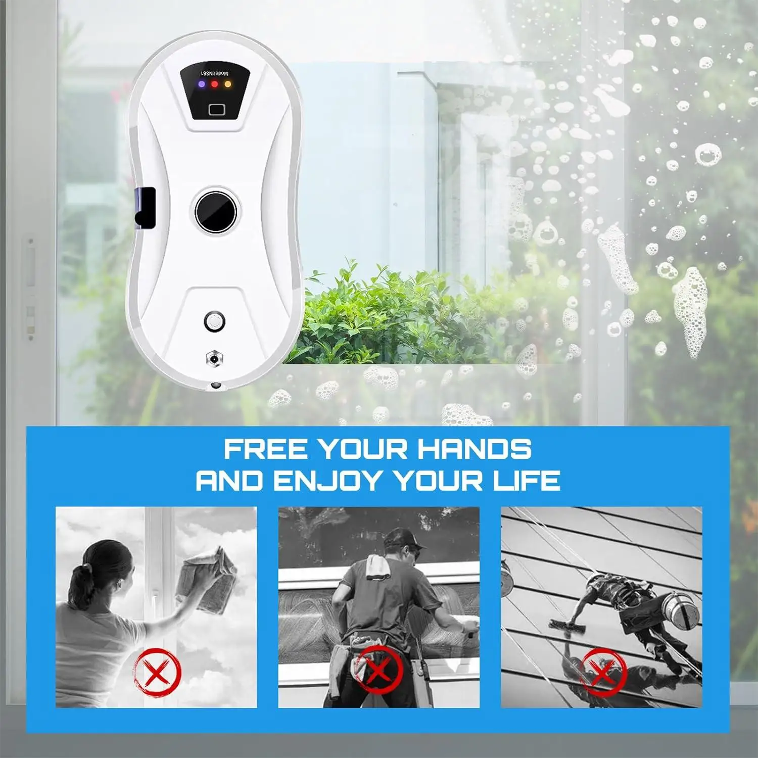 Ultraflacher 2-in-1 Roboter-Staubsauger & Fensterreiniger mit 5600Pa Starker Saugkraft, Elektrischem Glaswischer und Intelligenter Navigation – Detail 1