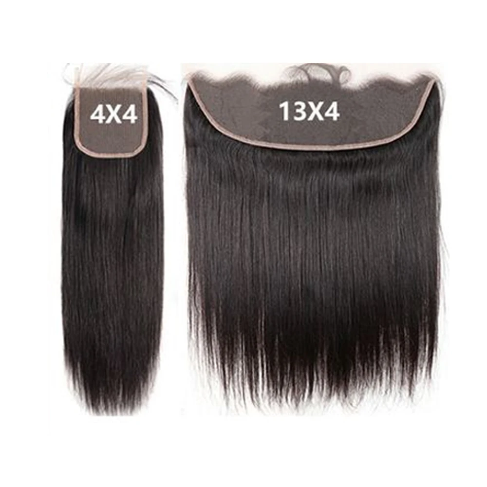 13x4 4x4 HD الدانتيل إغلاق مع حزم الشعر البشري فراق عميق تذوب جلود البرازيلي شعر طبيعي مفرود ملحقات 3/4 حزم