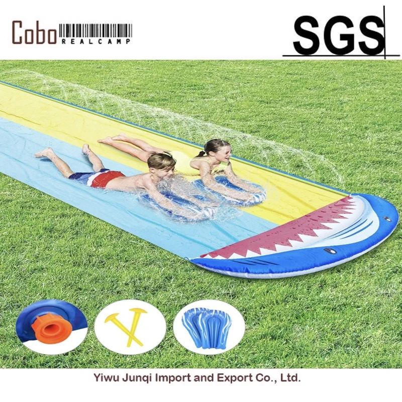 Double Lane Slip Water Slide for Kids with 2 Bodyboards, Summer Lawn Water Slide Toy for Backyard Outdoor Water Play