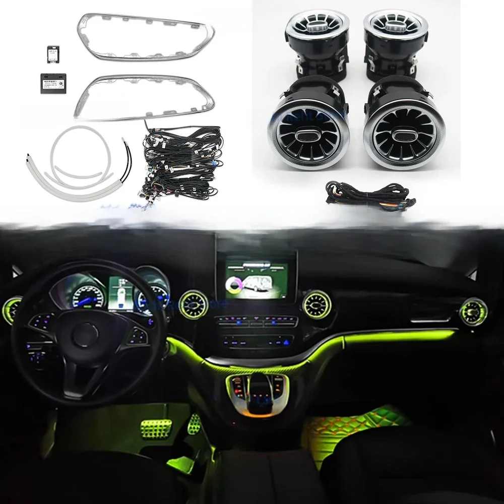 3/64 Kleuren Led-Ventilatie Omgevingslicht Voor Mercedes Benz V-Klasse W447 V260 Turbine Luchtuitlaat Mondstuk Decoratieve Lamp Refit Accessoire - afbeelding 2