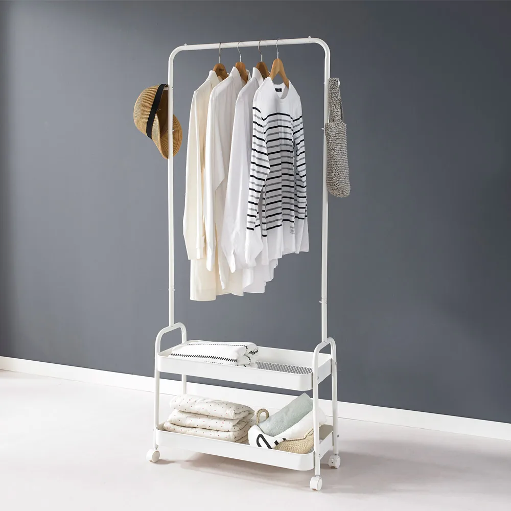 이동식 코트 랙 더블 심플 로드 의류 랙, 바닥 스탠딩 침실, 텔레스코픽 바닥 행거, 보관 의류 선반 코트 랙 