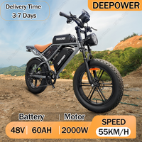 DEEPOWER S7 Electric Bicycle 2000W Motor 48V 60Ah Battery Moutain Off-Road Electric Bike 20*4.0\