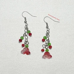 Handmade lily of the valley earrings red coquettish y2k gift jewelry