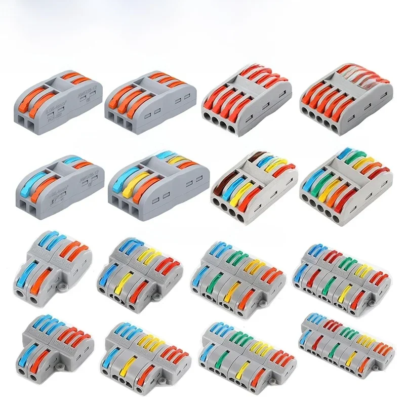 Connecteurs de fil à levier 10/100 pièces, connecteur de fil d'épissure Compact, connecteurs électriques 2 3 5 voies, pour connexion rapide 28-12 AWG