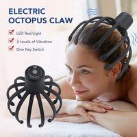 Rechargeable Head Massager Octopus 12 Claws Scalp Portable Stress Relief Therapeutic Head Scratcher One Key Switch Relief Head