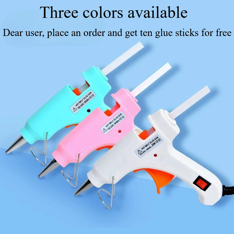 DIY Craft Hot Melt Glue Gun with Aluminum Alloy Nozzle for Fabric Wood Plastic  Shell Art - Includes 10 Free Glue Sticks