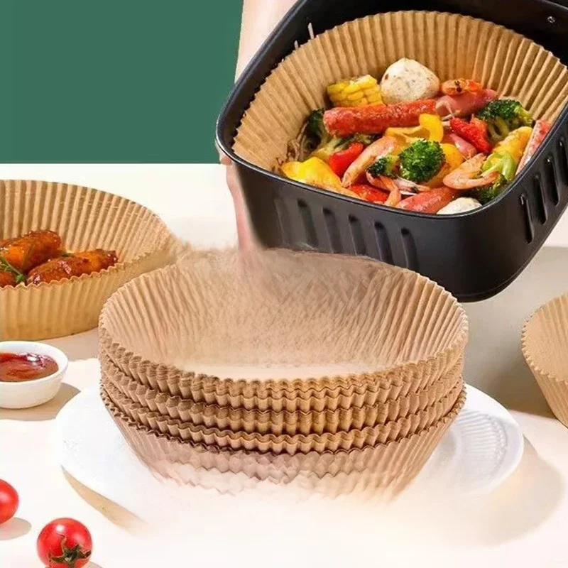 Papier jetable antiadhésif pour friteuse à Air, 50/300 pièces, papier de cuisson spécial de taille ronde pour la cuisine/cuisson à la vapeur, accessoires de cuisine