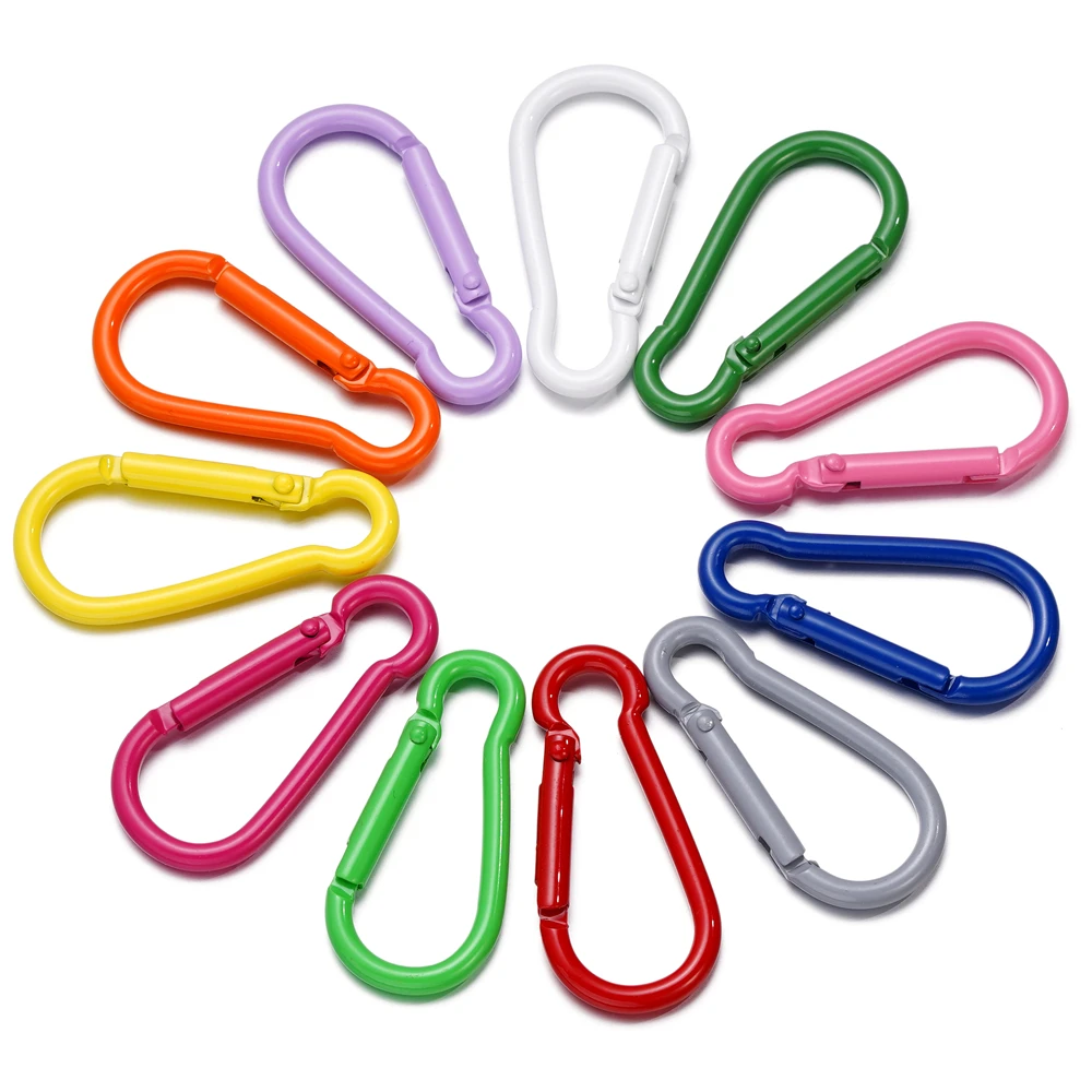 5Pcs/Lot 20 Colors Metal Lead Round Head Buckle Openable Spring Clasp Keychain Clips for DIY Key Ring Dog Chains Jewelry Making