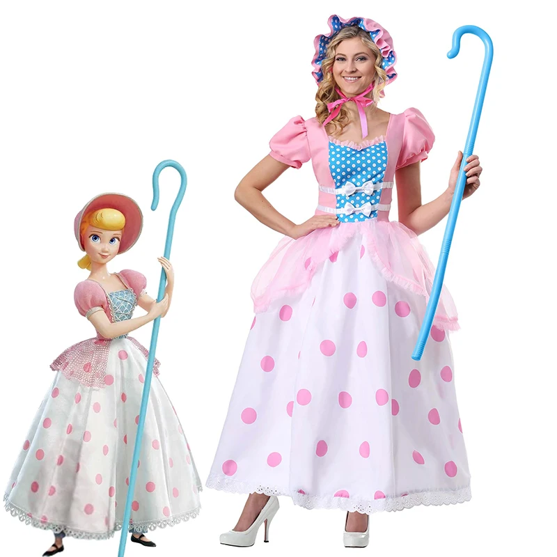 Movie Princess Pink Dress For Halloween Birthday Party Shepherd Girl Fancy Dress Up Women Shepherdess Costume