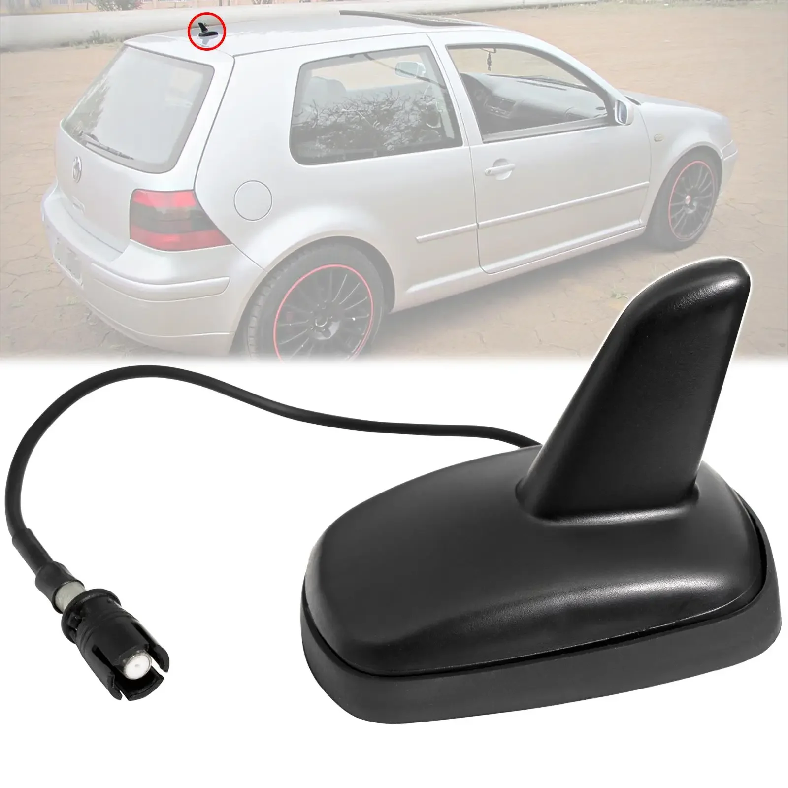 Antenne de toit de voiture à aileron de requin noir, Base aérienne indispensable AM FM avec prise pour VW Golf Mk4 Mk5 Polo Jetta Passat B5 3b T4 Sharan