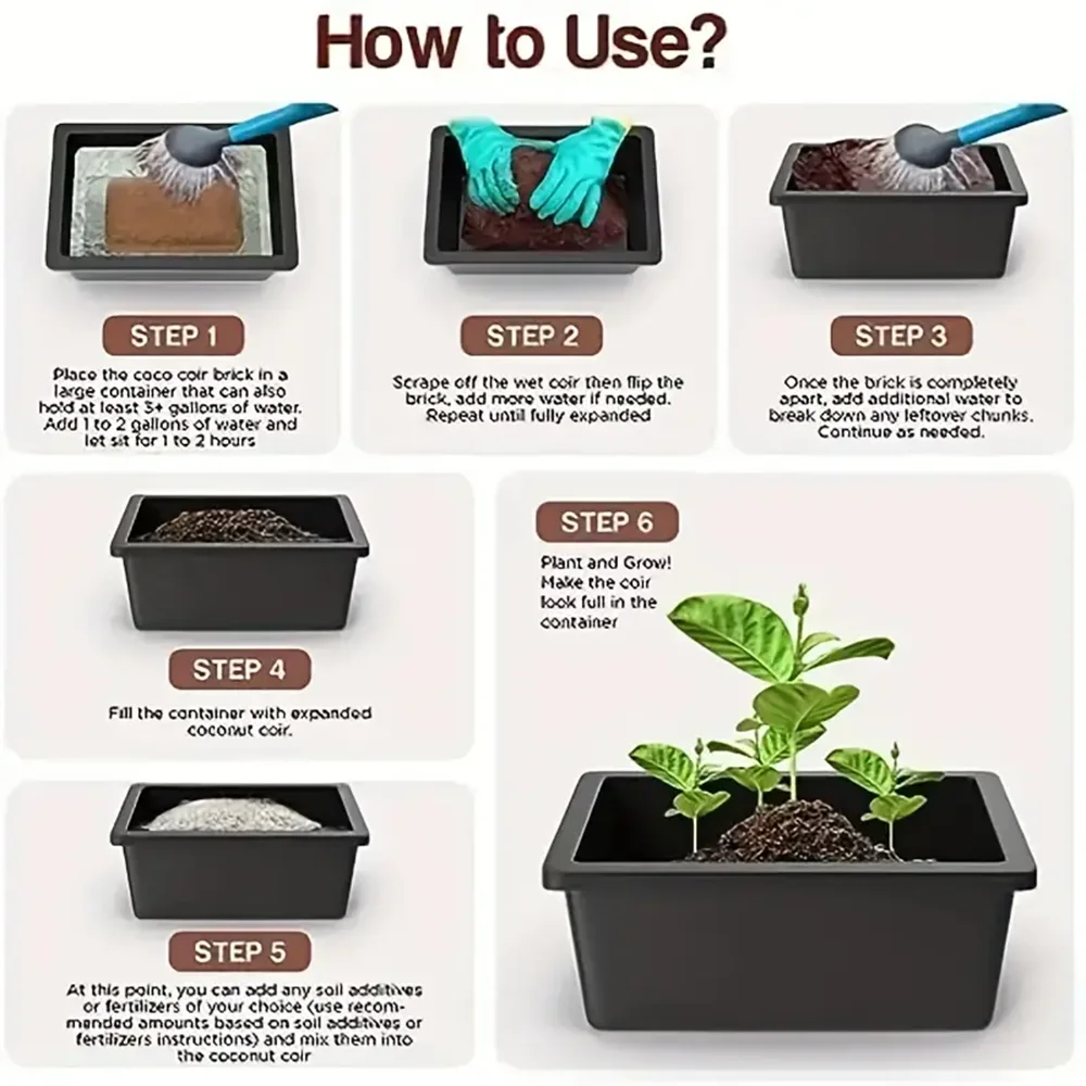 6 قطع من الطوب المصنوع من ألياف قشرة جوز الهند الطبيعية - توازن منخفض EC وPH، مناسب جدًا للبستنة وتنظيم التربة، للزراعة #4