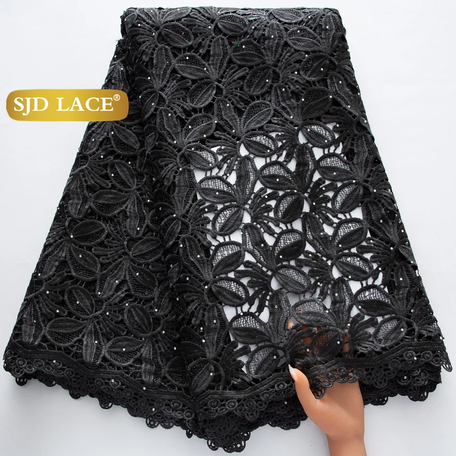 

SJD LACE African Black Cord Lace Fabric 2026 High Quality Nigerian Water Soluble Lace Fabric For Sewing Women Party Dresses 4668